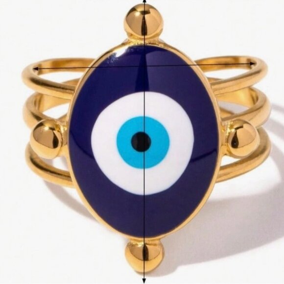 Gold Evil Eye Ring Q421 - Picture 2 of 6